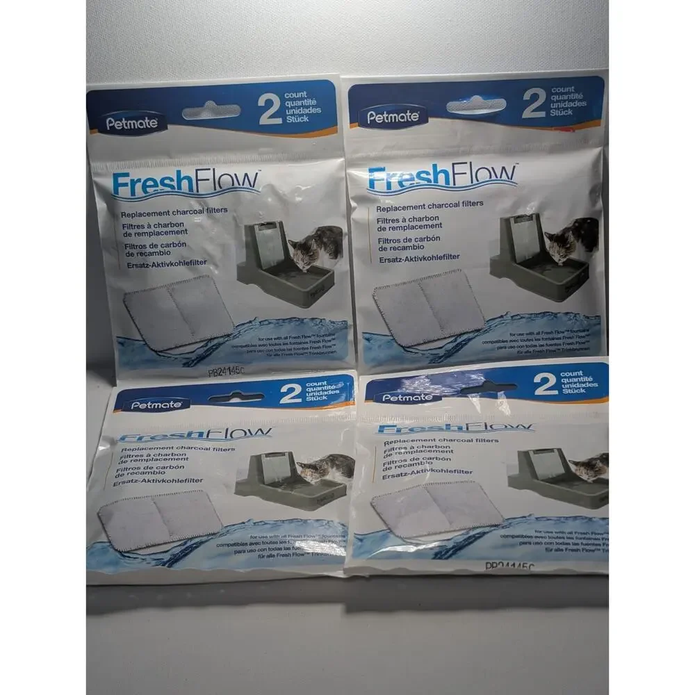 Lot of 4 Petmate Fresh Flow Replacement Charcoal Filters 2 Pack PB24145C